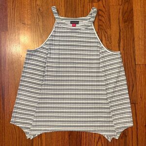 VINCE CAMUTO Black White Striped Sleeveless Tank Top PM